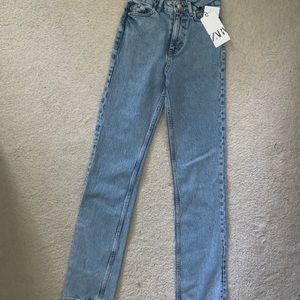Zara High Rise Straight Leg Jeans
